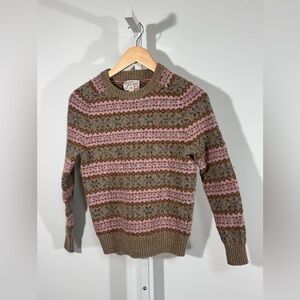 Y2K hand knit J.Crew Fair Isle Wool Sweater – 100% Wool – XS